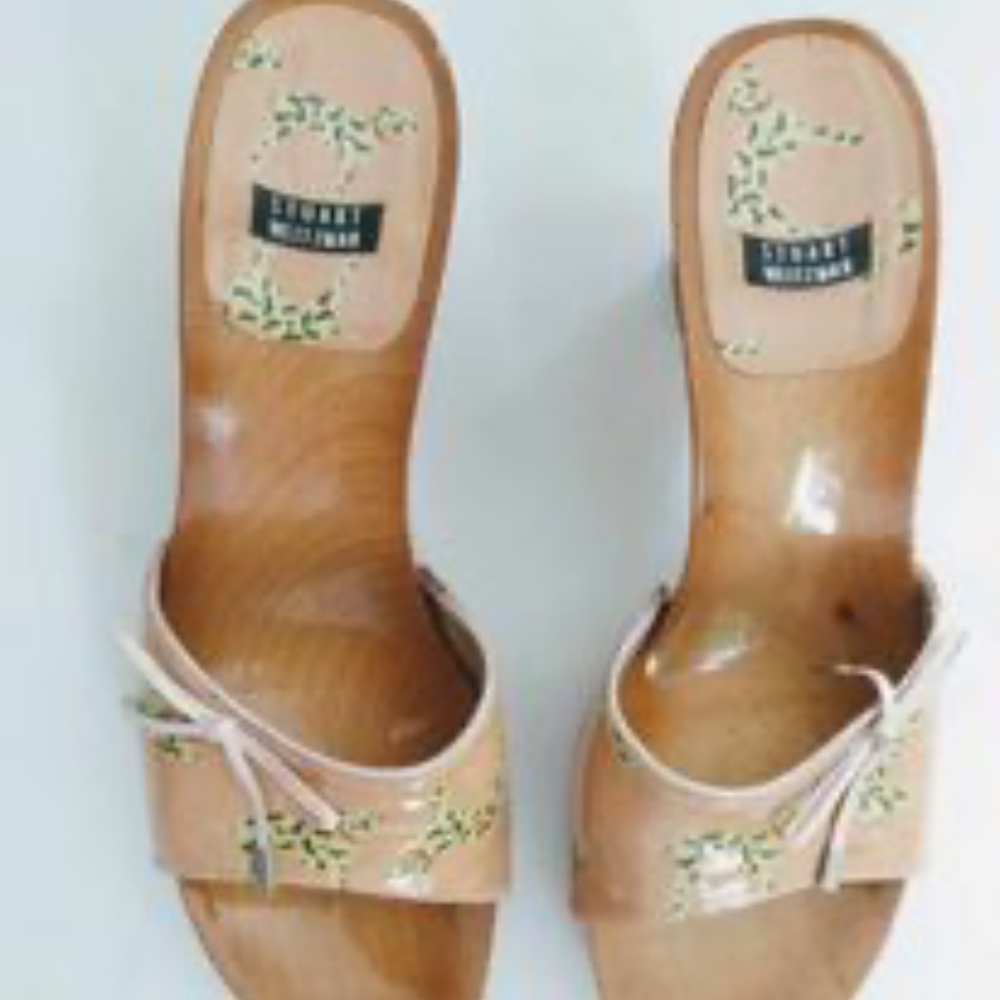 STUART WEITZMAN SIGNATURE DALMATIAN WEDGE SANDALS  7.5 M